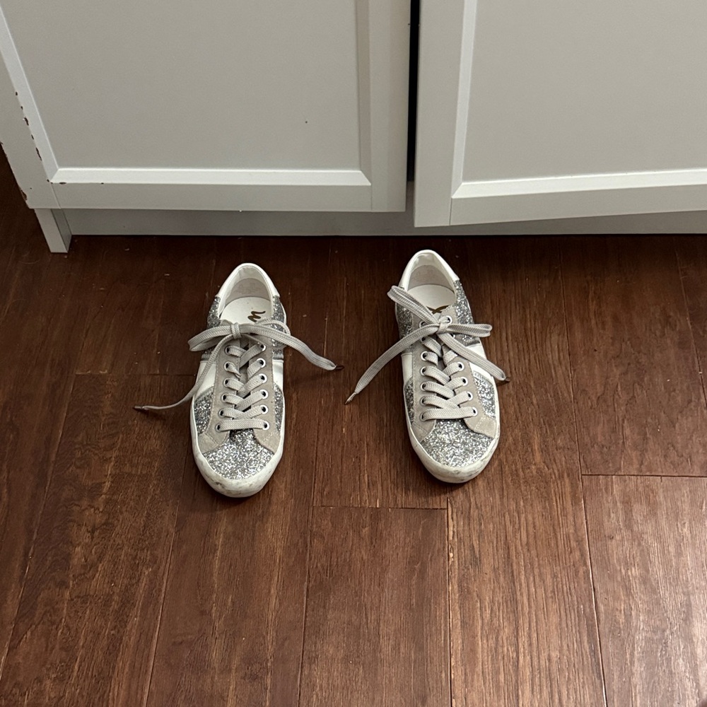 Sam Edelman Baylee Silver Glitter Sneakers  - Women’s Size 6.5